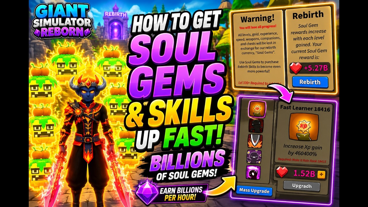 How to Skill/Soulgem Grind In Giant Simulator Reborn!