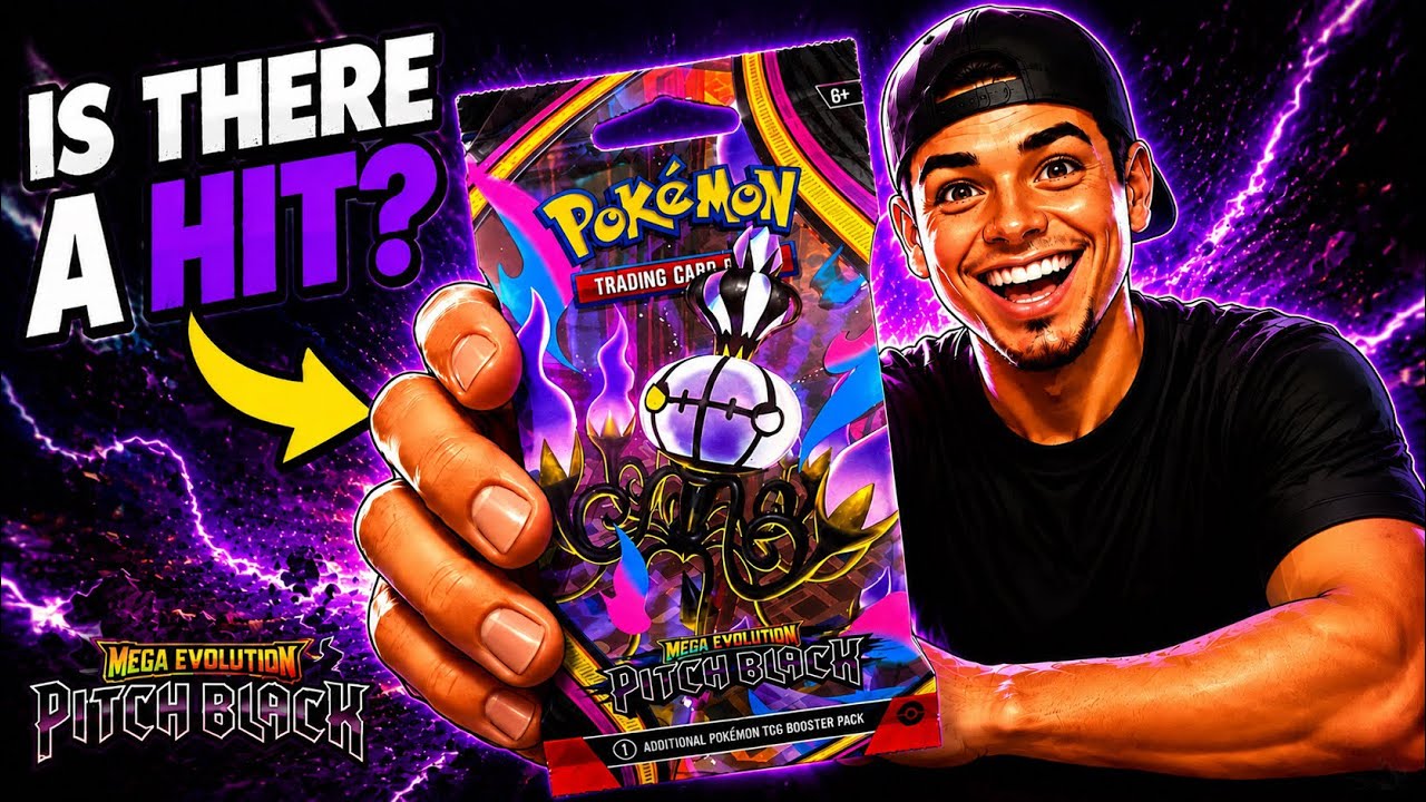 Распаковка нового бустера Pok&eacute;mon Pitch Black: Пакет дня 25.07, коллекционные карточки, ККИ, Мега...