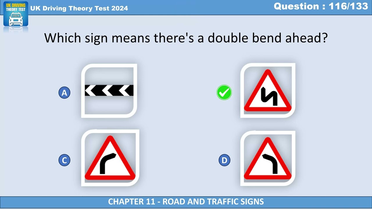 Double Bend Ahead: How to Interpret This Warning Sign | UK Driving Theory Test