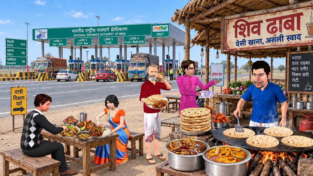 Highway Tollgate Par Dhaba Desi Restaurant Tasty Street Food Comedy Hindi Kahani Moral Stories
