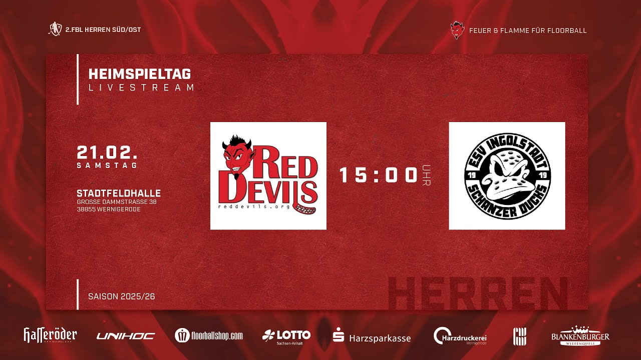 2. FBL Herren  - Red Devils Wernigerode vs.  ESV Ingolstadt Schanzer Ducks - 15:00 Uhr