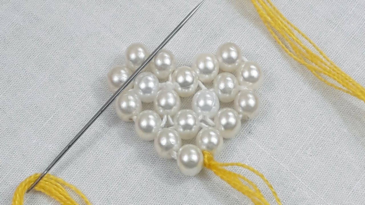 hand embroidery#hand embroidery design with pearls.