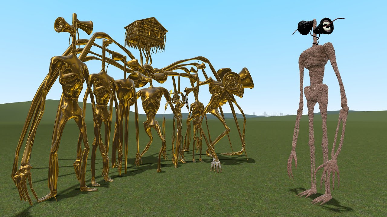 ALL GOLDEN SIREN HEADS VS NEW SIREN HEAD V2!! Garry's Mod [Siren Head Update]