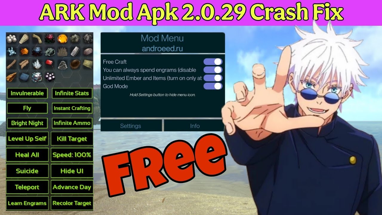 Free Unlimited Amber + God Mod | ARK Mobile 2.0.29 Mod Menu Apk 