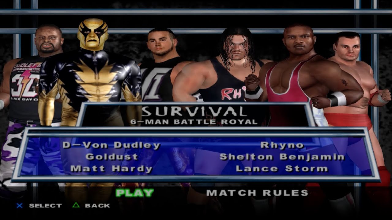 WWE SmackDown! HCTP - D-VonDudley,Goldust,MattHardy,Rhyno,SheltonBenjamin,LanceStorm (SURVIVAL)
