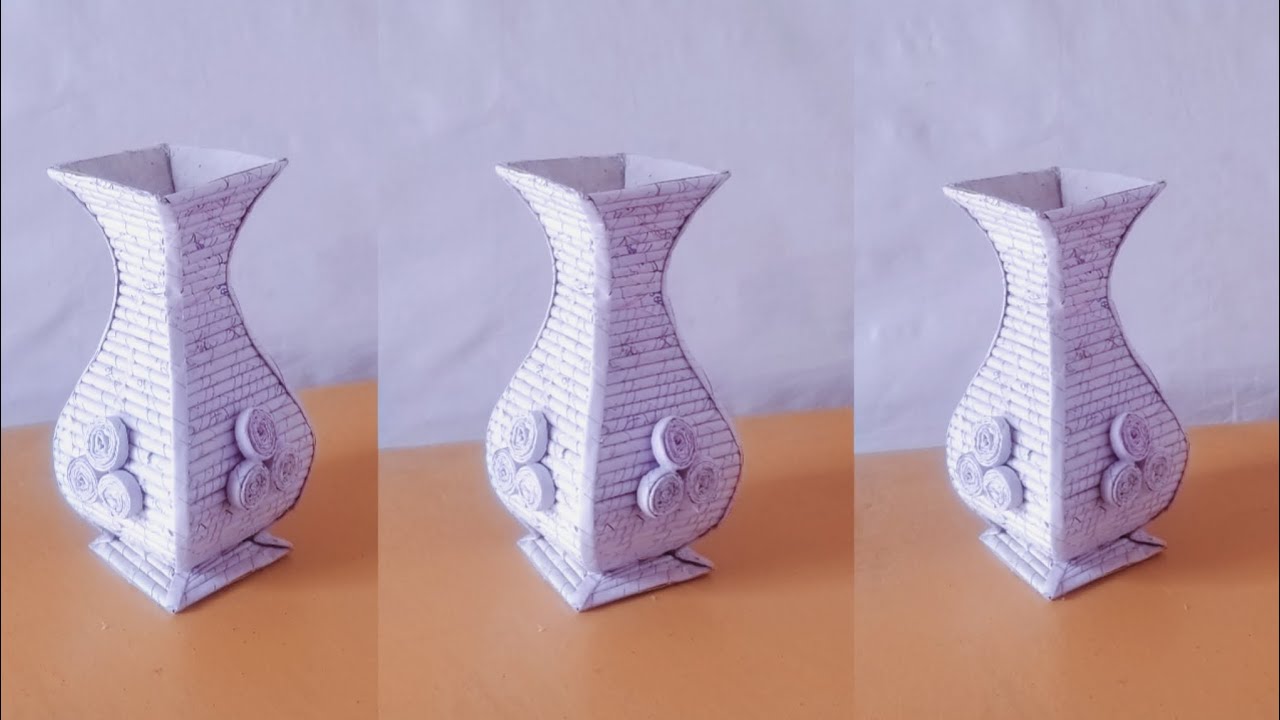 DIY newspapers flower vase||