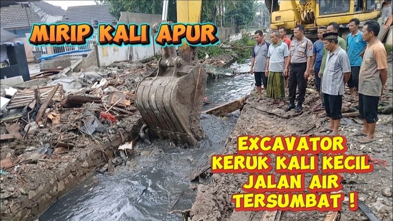 Mirip kali apur! Excavator keruk kali sempit di durenjaya bekasi! Ratusan bangunan siap bongkar