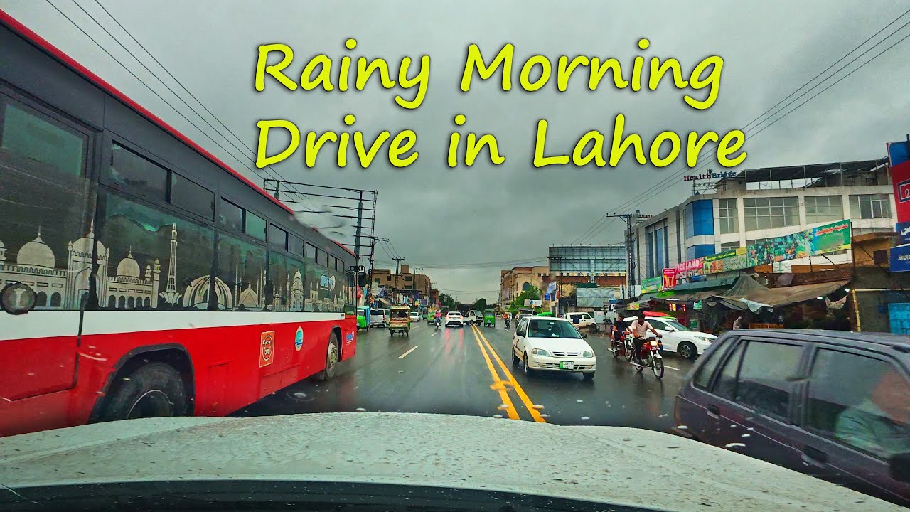 Driving in DHA Lahore in Rain, Pakistan