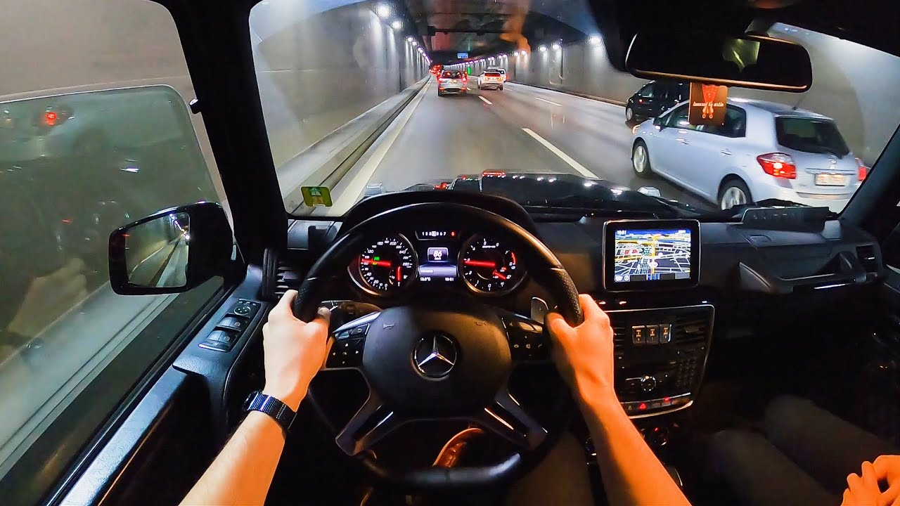 2017 MERCEDES BENZ AMG G 63 BRABUS 571 PS NIGHT POV DRIVE BASEL SWITZERLAND (60 FPS)
