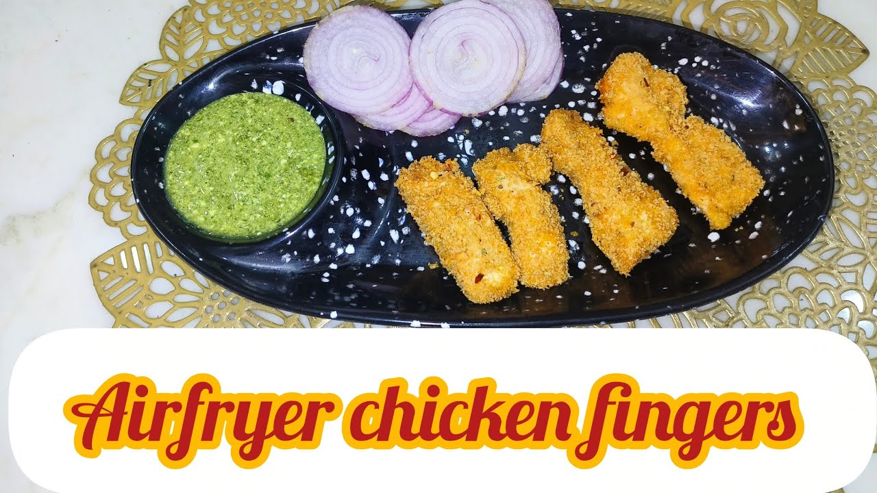 Airfryer chicken fingers ll chicken recipe ll healthy ll zero oil ll cook it up with ritu ll