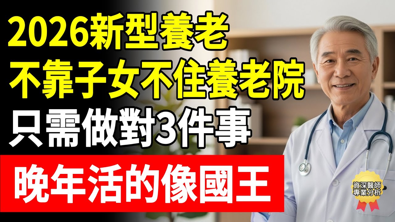 2026新型養老，不靠子女、不住養老院，只需做對3件事，晚年活的像國王！#養老模式 #安養院 #獨居老人 #退休生活 #長照 #肌少症 #斷舍離 #家庭關係 #以房養老 #懷安醫師 #頤養之年