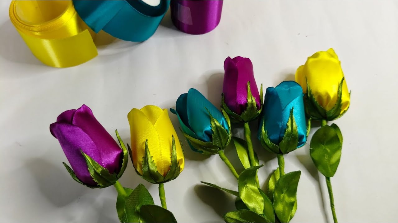 How to make  rosebud satin ribbon  | DIY