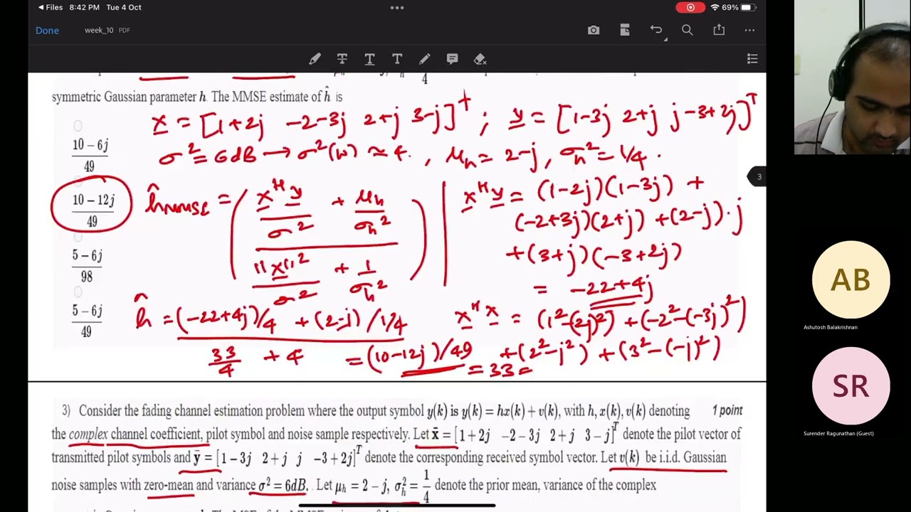NPTEL LIVE (Week 10): Complex Parameter MMSE Estimation