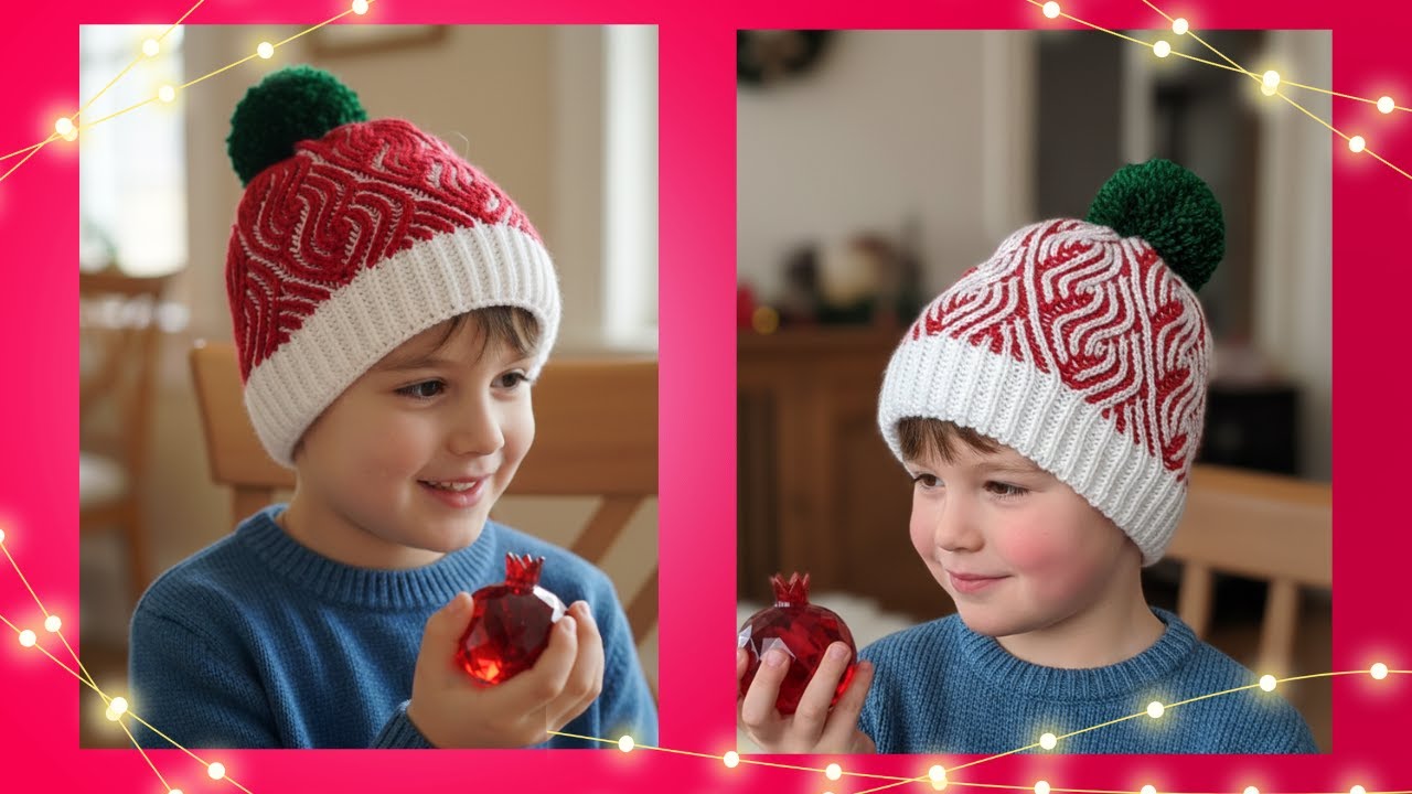 Reversible Brioche Christmas Hat / کلاه بریوش دو‌رویه با تم یلدایی