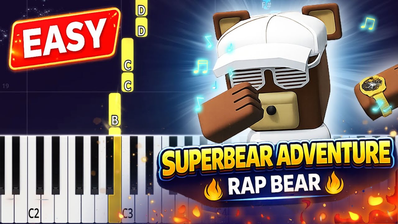 Super Bear Adventure – Rapper Bear | Easy Piano Tutorial