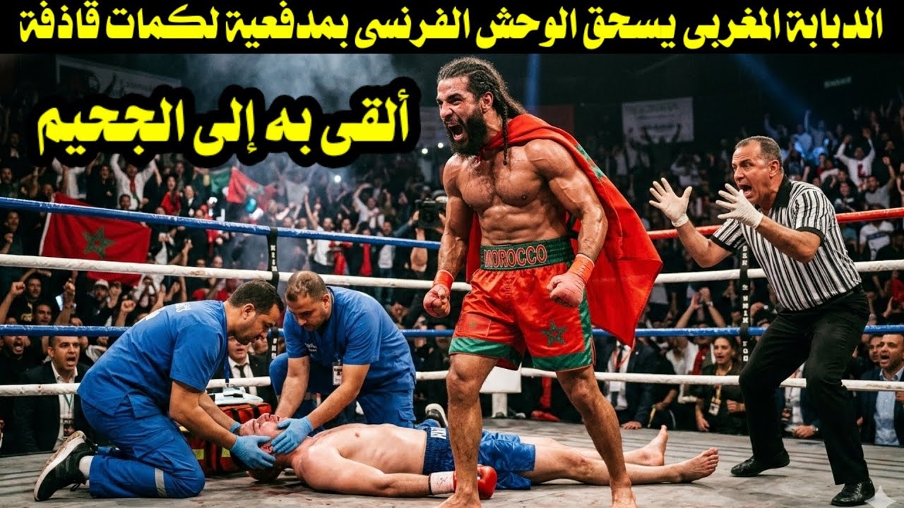 الدبابة المغربى يسحق الوحش الفرنسى بمدفعية لكمات قاذفة ألقت به إلى الجحيم 