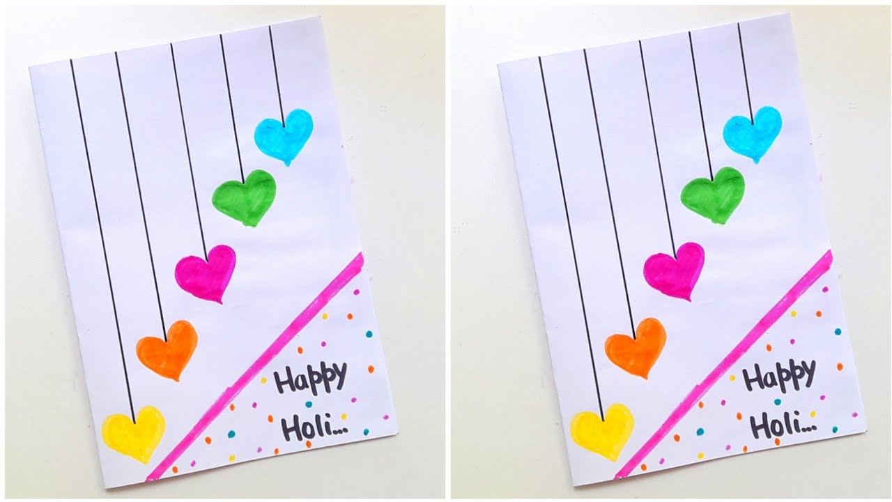 😍 White Page 😍 Holi Card Making • How to make holi card • Happy holi greeting card 2023 • holi card