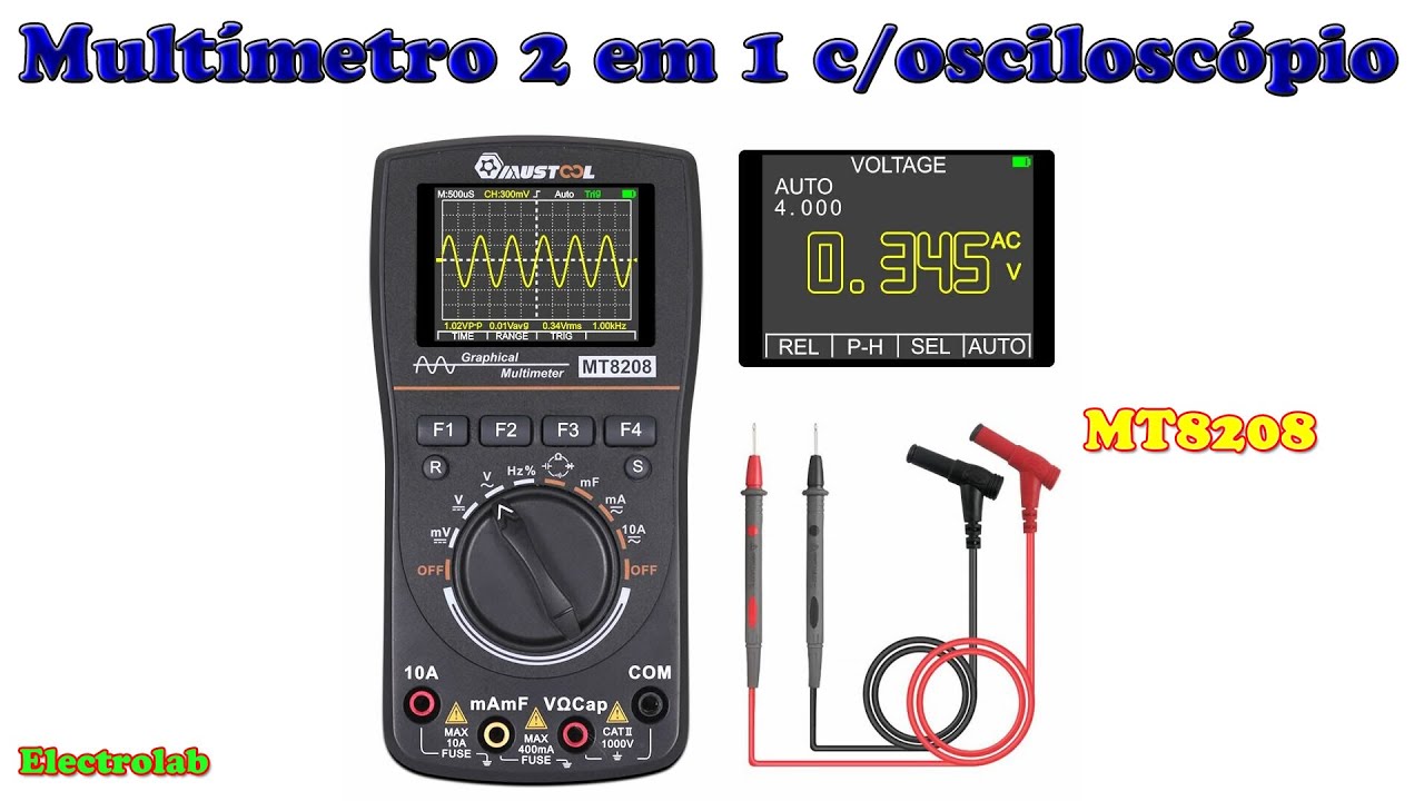 Multímetro osciloscópio 2 em 1 MT8208 - 1MHz!