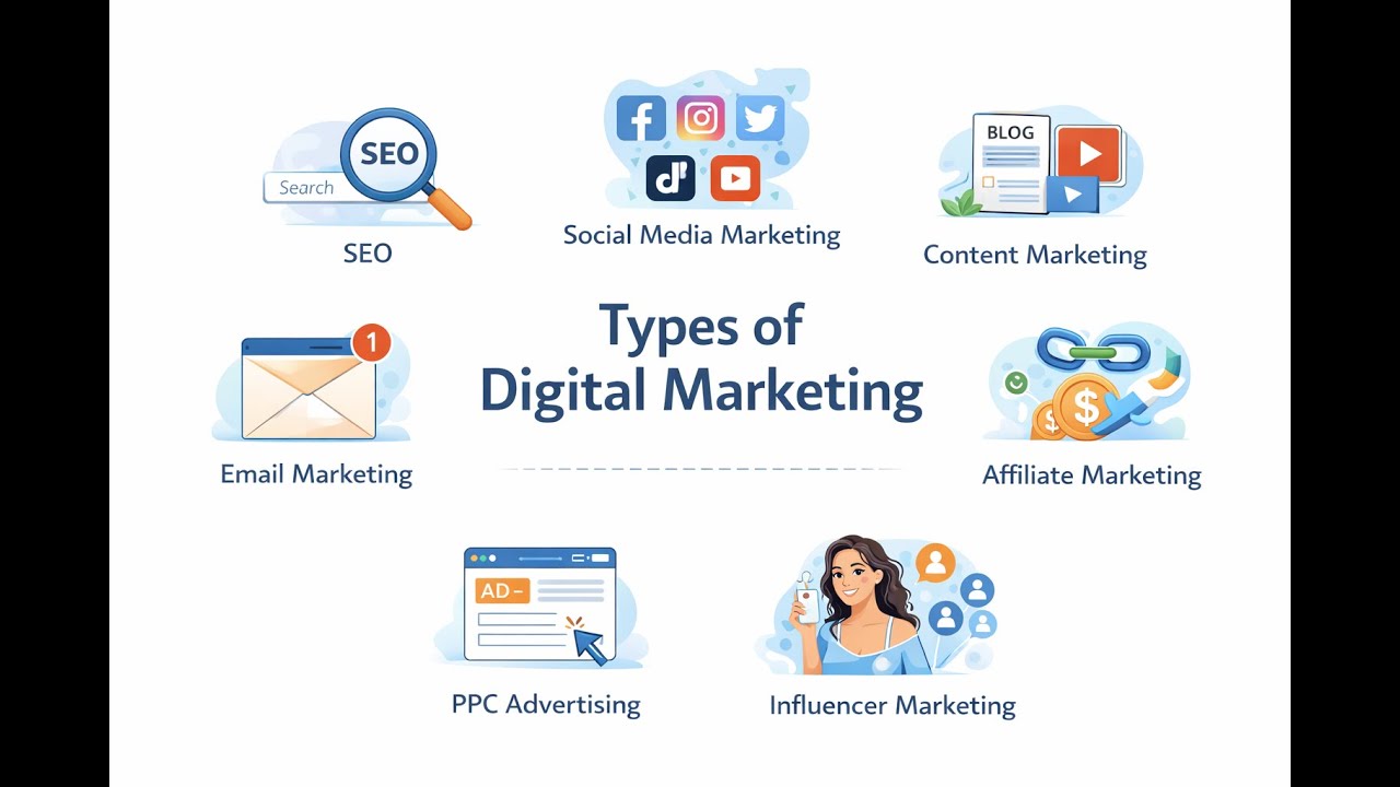 Types of Digital Marketing Explained | Beginner Guide (Easy Examples)Digital Marketing Playbook
