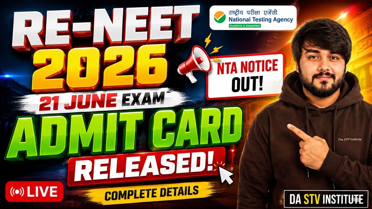 RE-NEET 2026 Admit Card OUT 🚨 NTA Released Official Notice 14 Jun  LIVE Updates Website Not Working