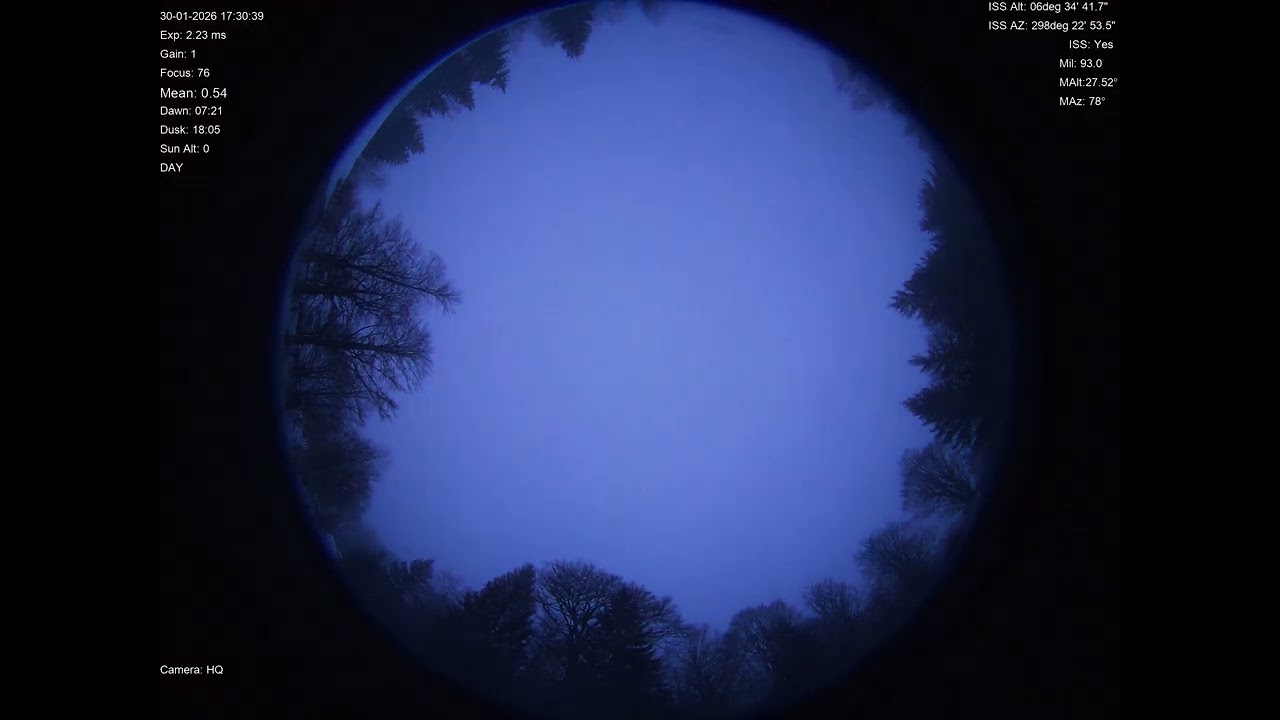 2026-01-30 All sky camera capture from Poiana Rusca Mountains, Romania