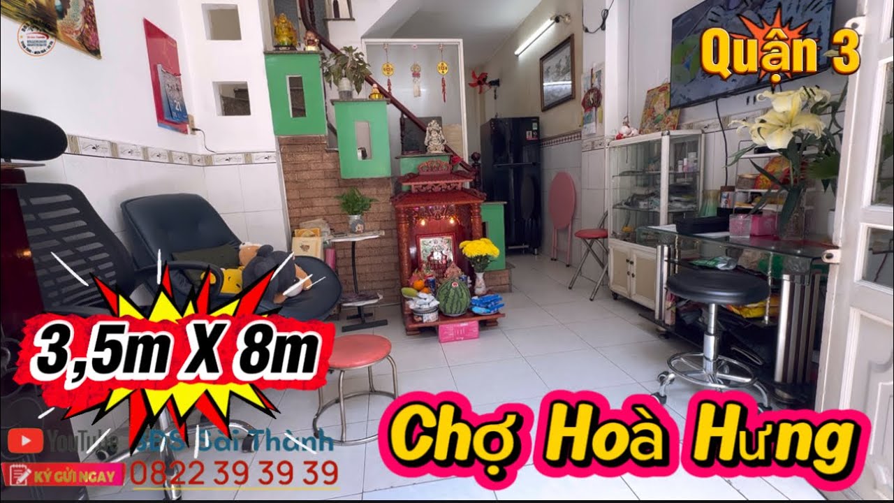 Quận 3 Phường Nhiêu Lộc 3,5m X 8m gần chợ Hoà Hưng sổ hồng riêng hoàn công #0922393939 #0822393939 