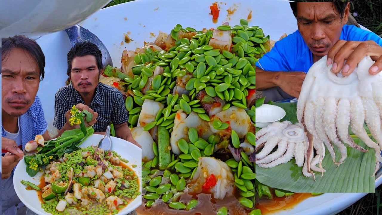 ตำหนวดหมึกยัษ - ຕຳຫນວດມຶກໃຫຍ່ #บัวไล