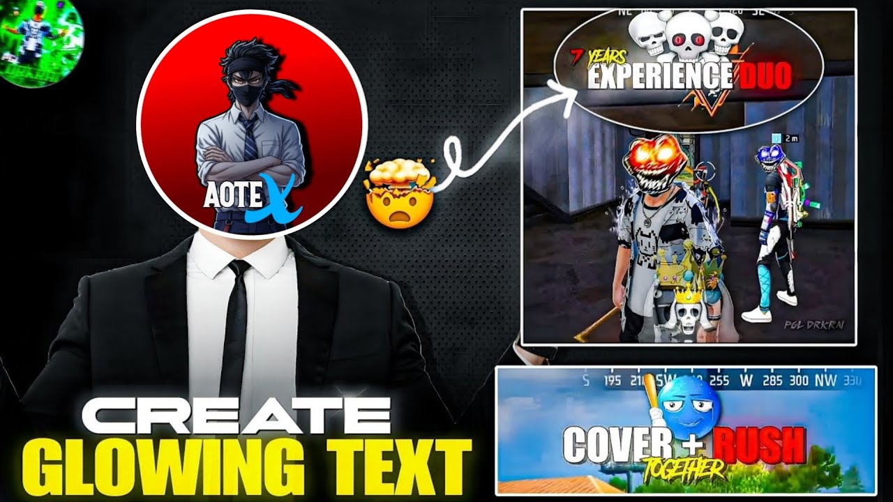 Glowing Text TutorialLike 🔥@PGL_DRKRAI77 | Free fire red and whitetext tutorial