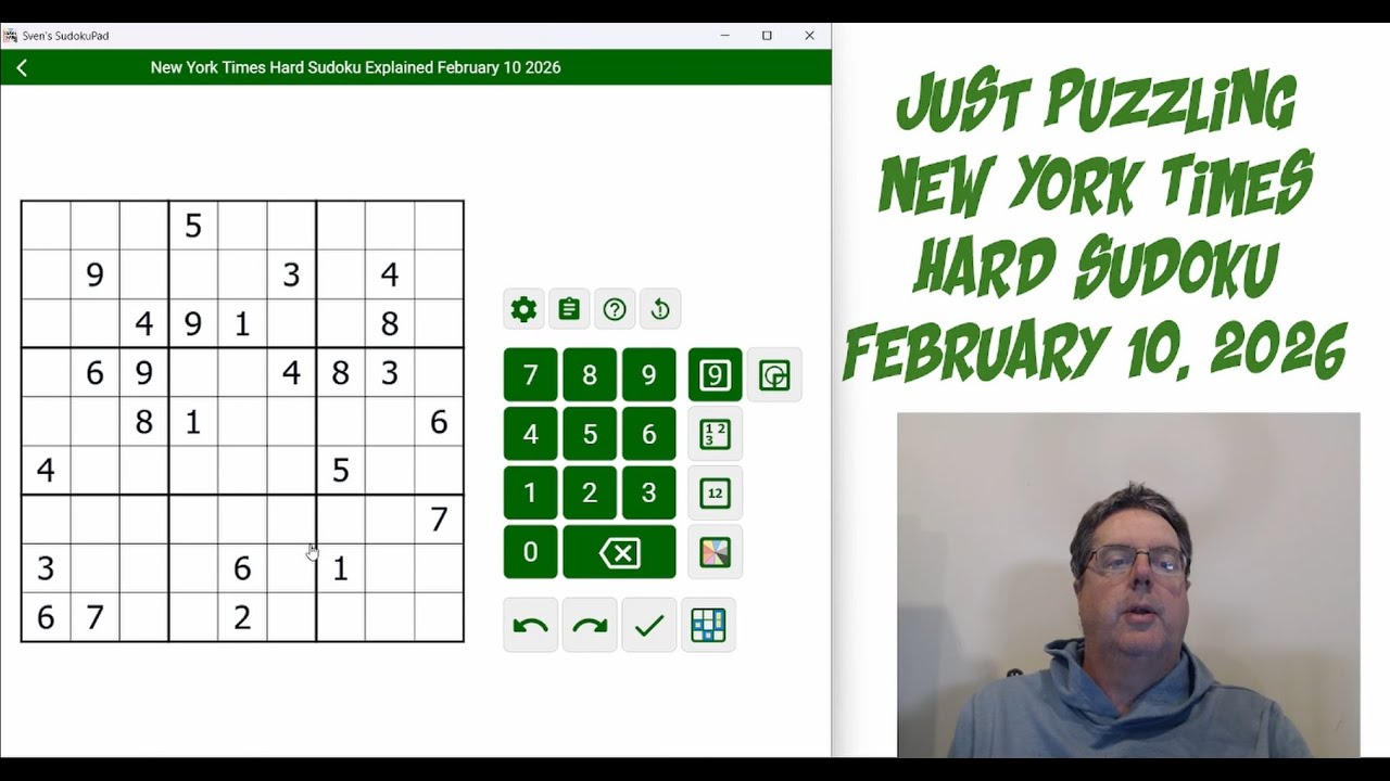 New York Times Hard Sudoku February 10 2026