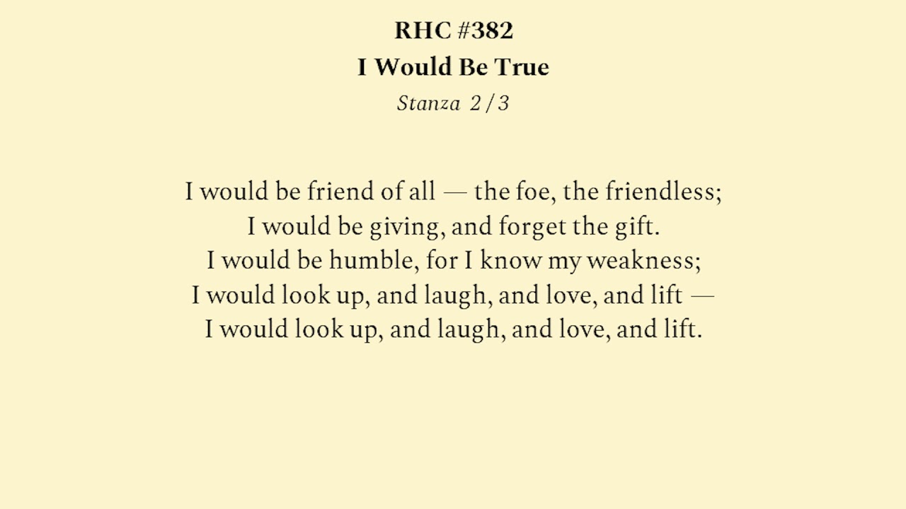 RHC382 I Would Be True