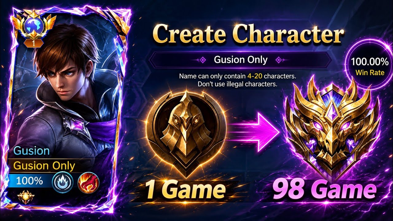 I Played Gusion only from warrior to mythic! ( Hardest challange ever ) MLBB