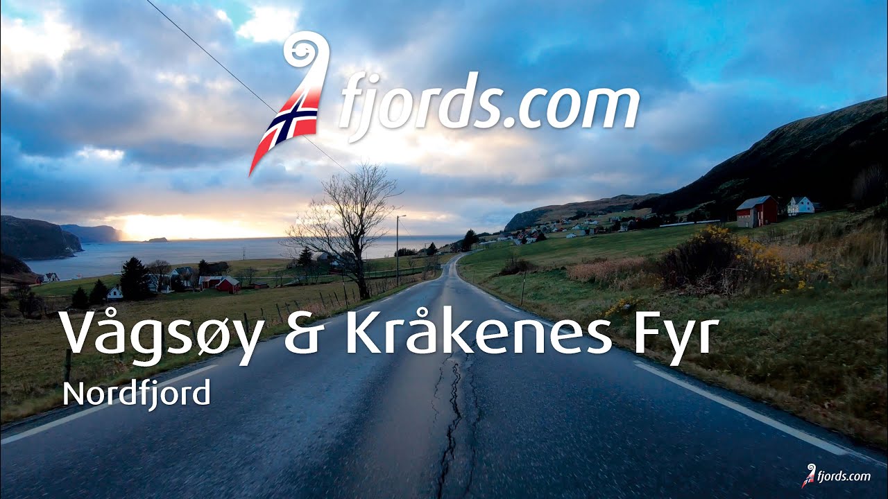FJORDS NORWAY - Driving across Vågsøy Island to Kråkenes Lighthouse