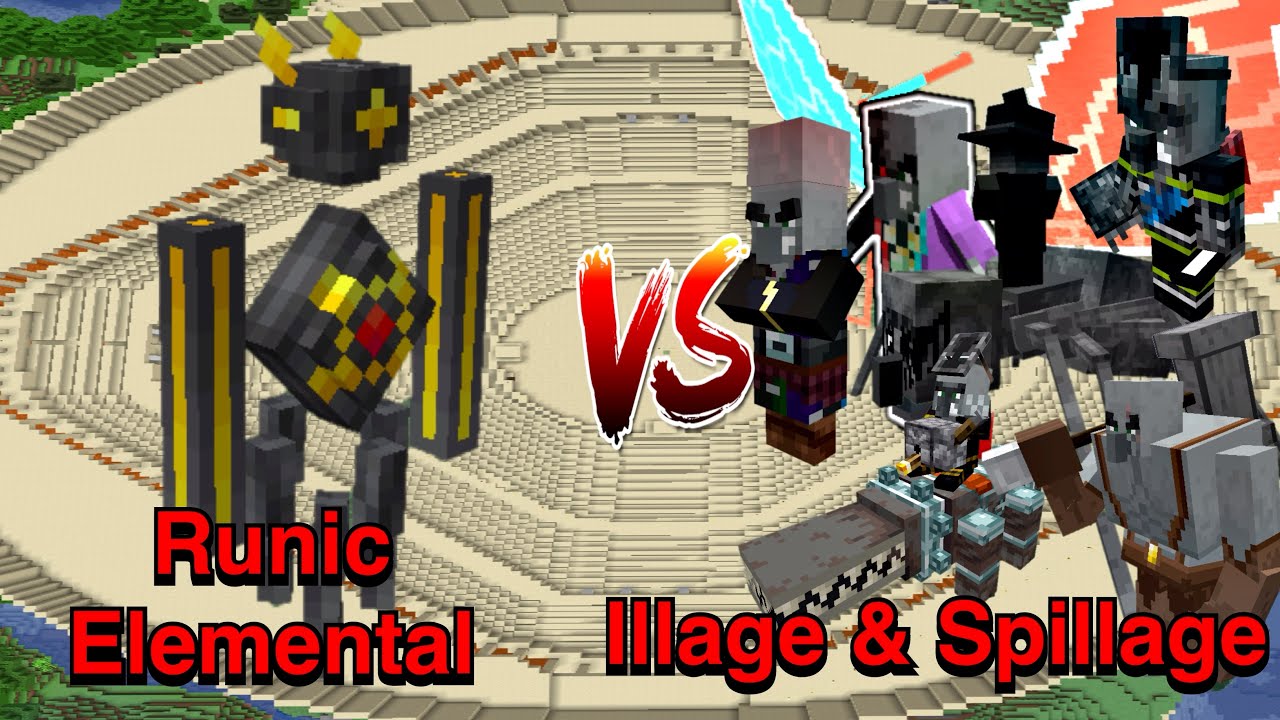 Minecraft |Mobs Battle| Your Requests| Runic Elemental(Solar Craft) VS Illage & Spillage