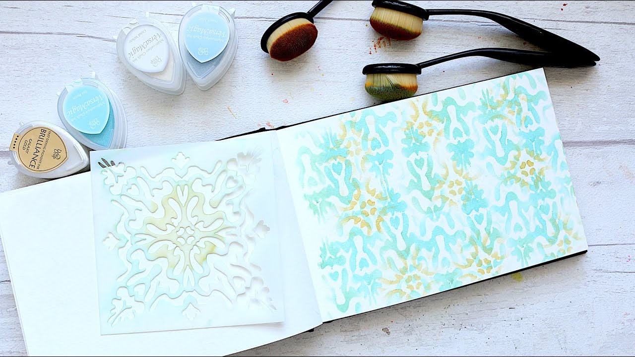 Ornamental Textile Pattern on Paper with Floral Stencils | Tutorial