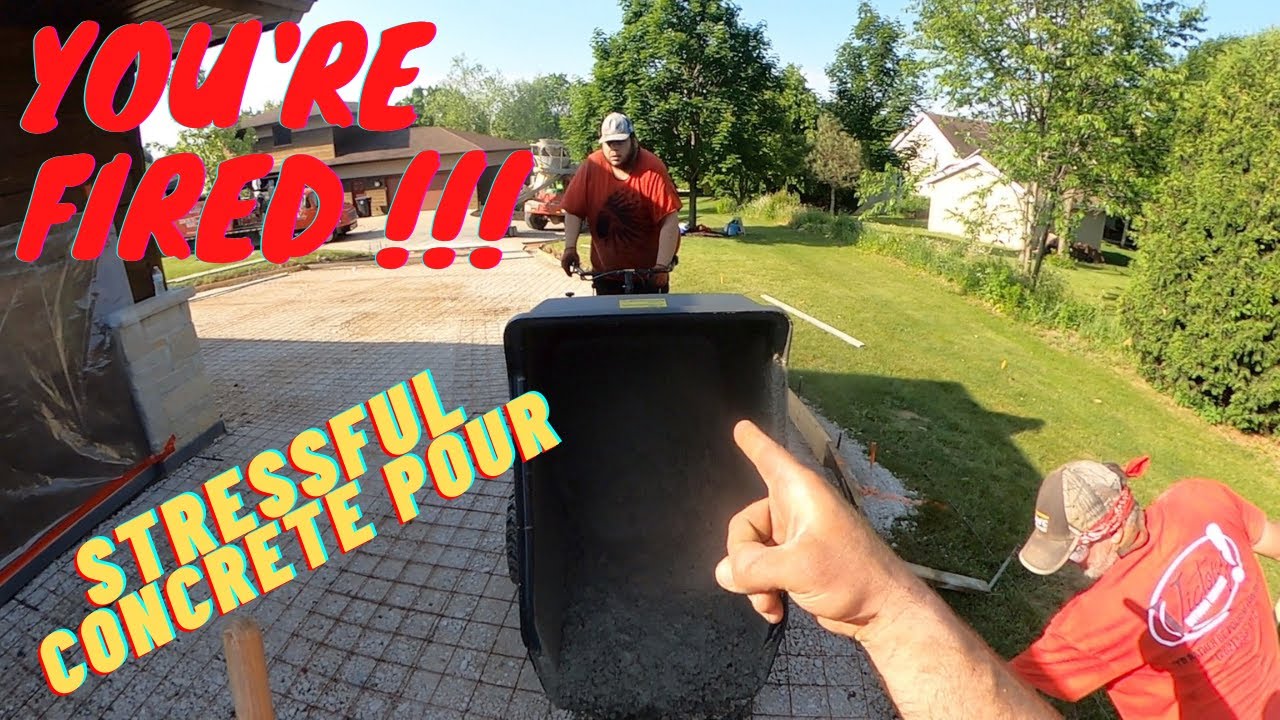 Big concrete driveway in the hot sun, shorthanded, tempers fly!