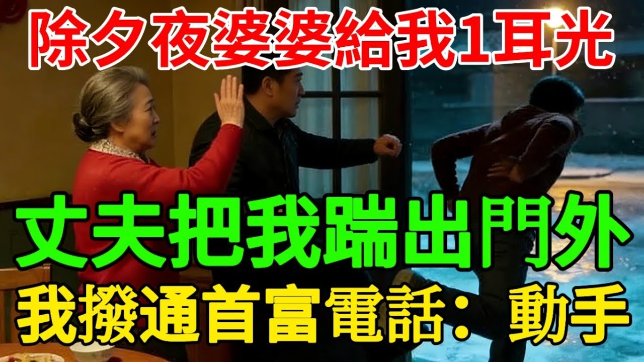 除夕夜婆婆給我1耳光，丈夫把我踹出門外，我撥通首富電話：動手