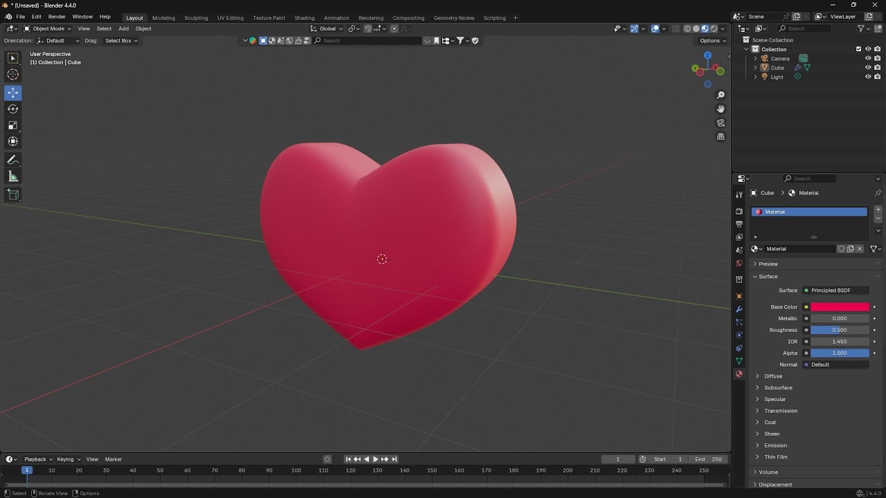 Videoguide - 3D Heart Shape in Blender, Quick, Easy, Mirror, Subdivide, Smooth, Merge, Fix, Adjust
