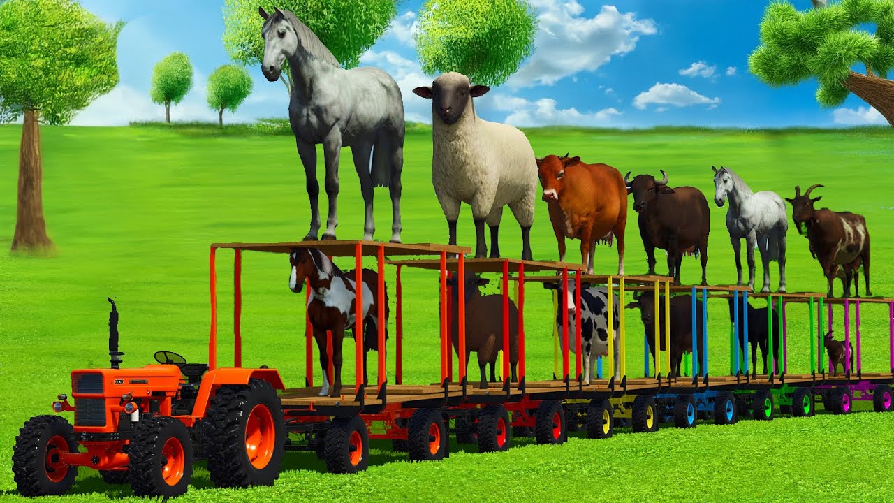 MASSIVE CONVOY TRANSPORT WITH HORSES, SHEEPS, BUFFALO, COWS, GOATS & TRACTORS - FS25