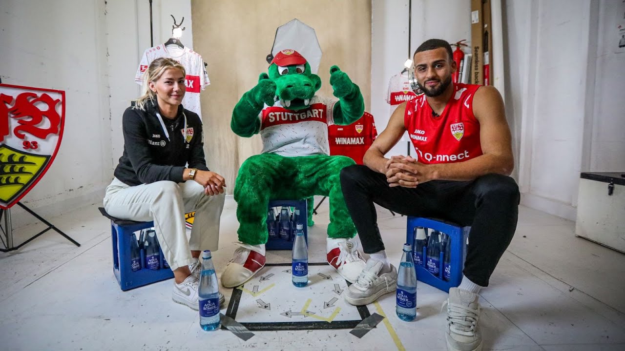 Trinkpause mit Josha Vagnoman und Hanna Birkner (VfB Frauen) – powered by Aqua Römer Quelle