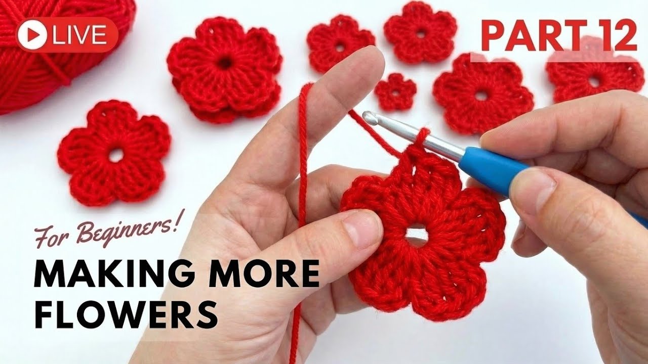 Easy Crochet Flower LIVE 🧶 | Beginner Friendly Tutorial | Part 12