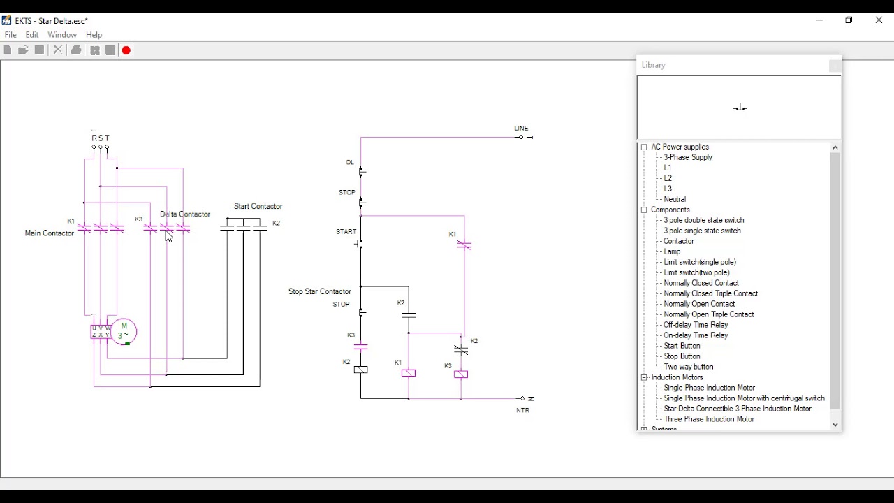 Star-Delta Circuit that works Manual without Timer