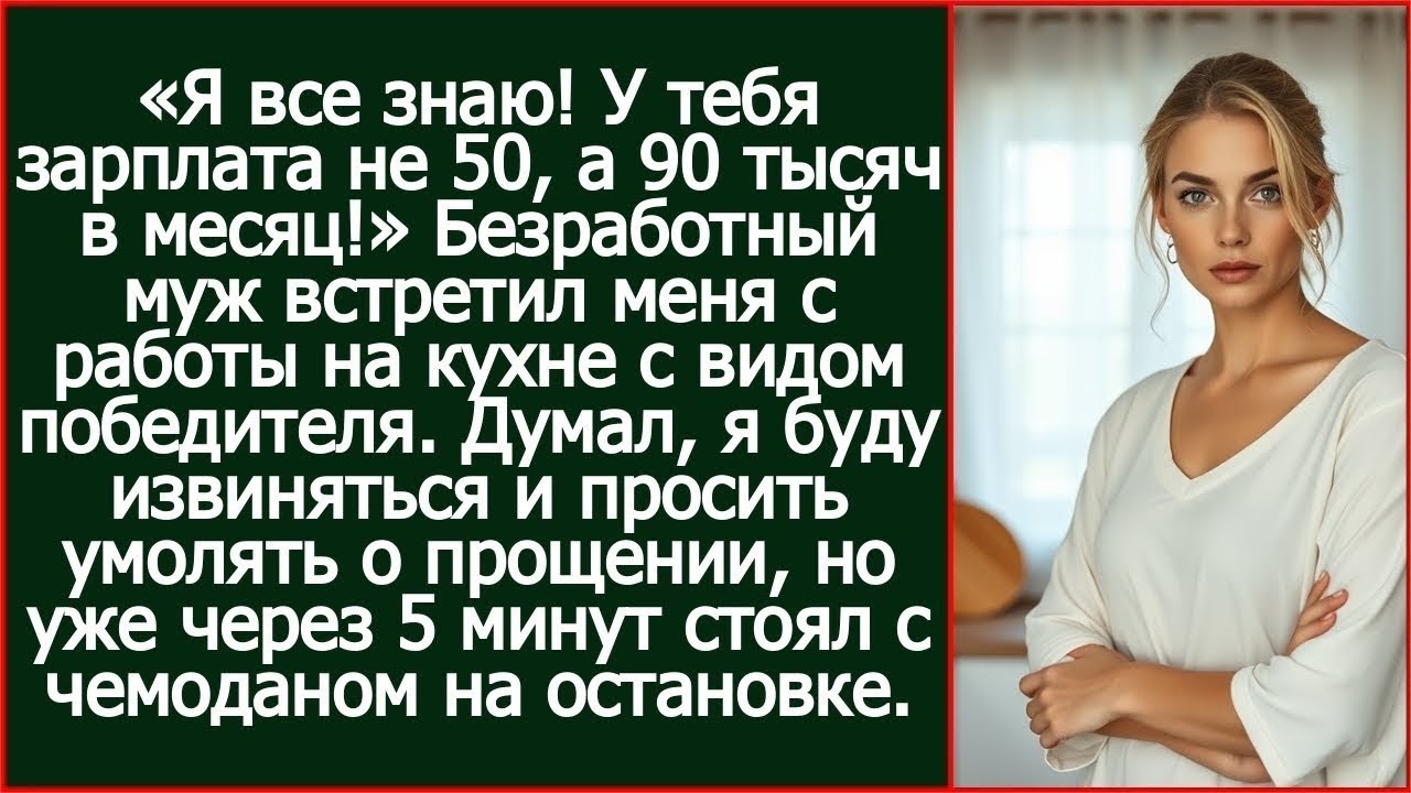 «Я все знаю! У тебя зарплата не 50, а 90 тысяч в месяц!» Заявил безработный муж с видом победителя.