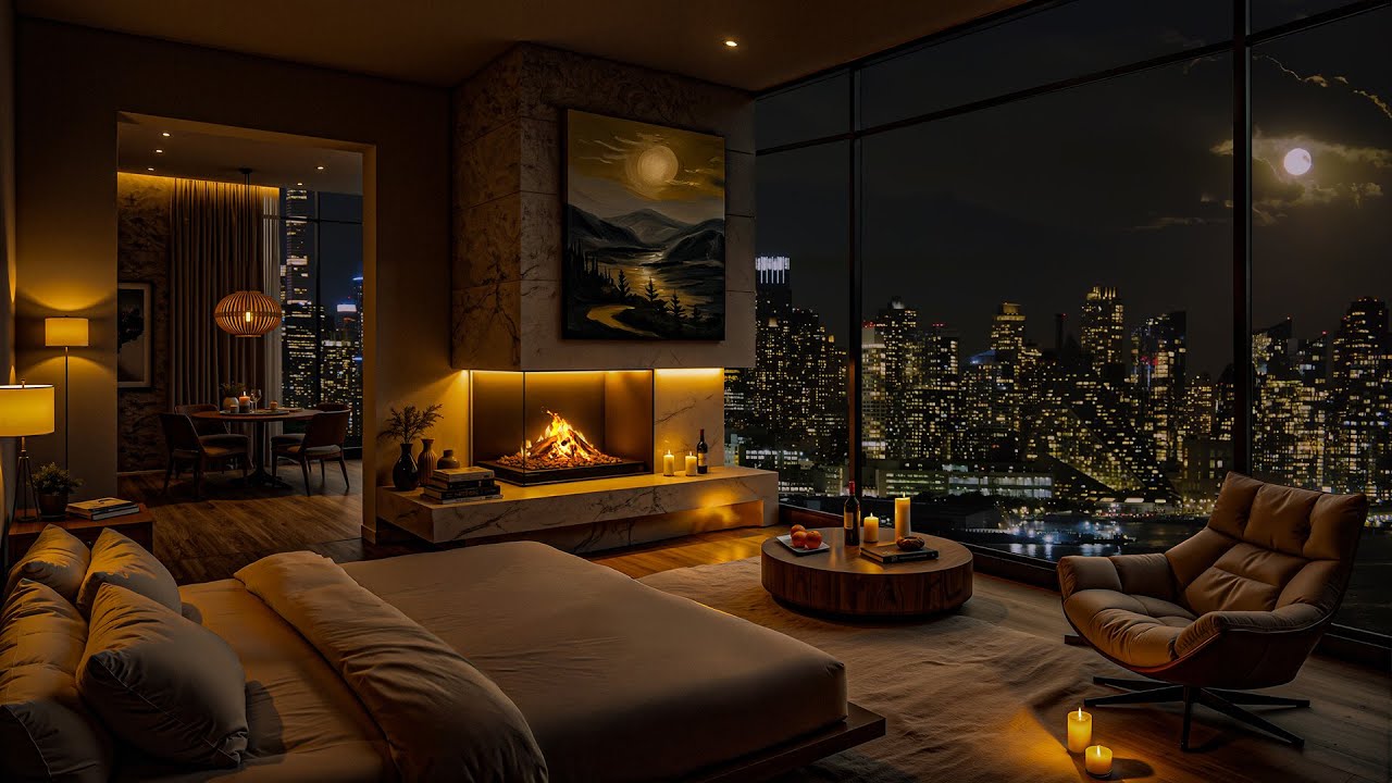 Mellow Jazz Playlist To Emotional Healing   - Soft Jazz & Relaxing Fireplace Sound In A Cozy Bedroom