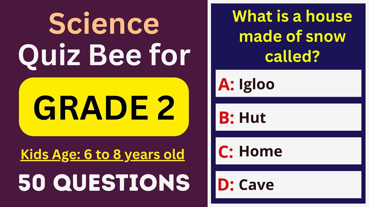 Science Quiz Bee for Grade 2 Kids | 50 MCQs | 6 to 8 years old | Class 2 Science Test | School Quiz