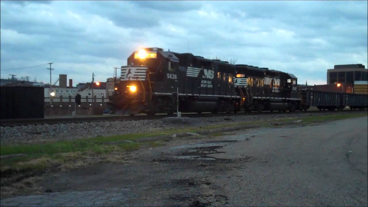 NS Local Through Downtown Steubenville, Ohio At Dusk