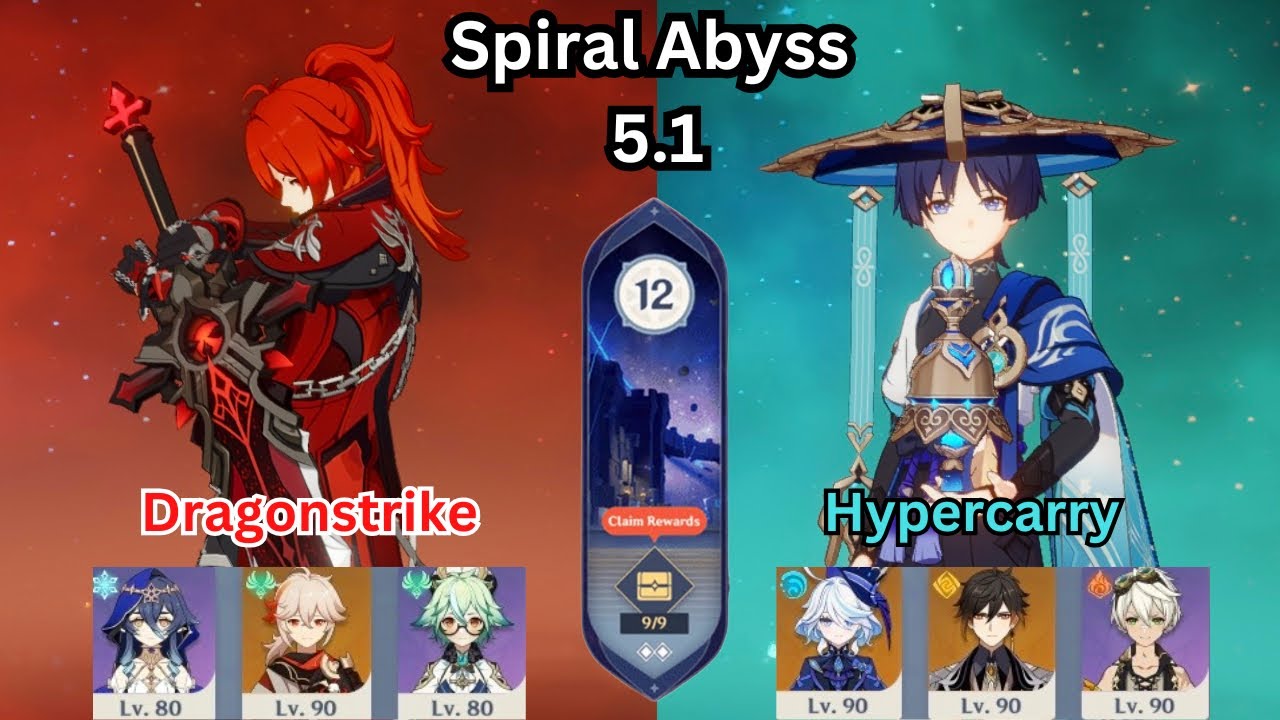 Diluc Melt Dragonstrike + C1R1 Wanderer Hypercarry | 5.1 Spiral Abyss Floor 12 | Genshin Impact