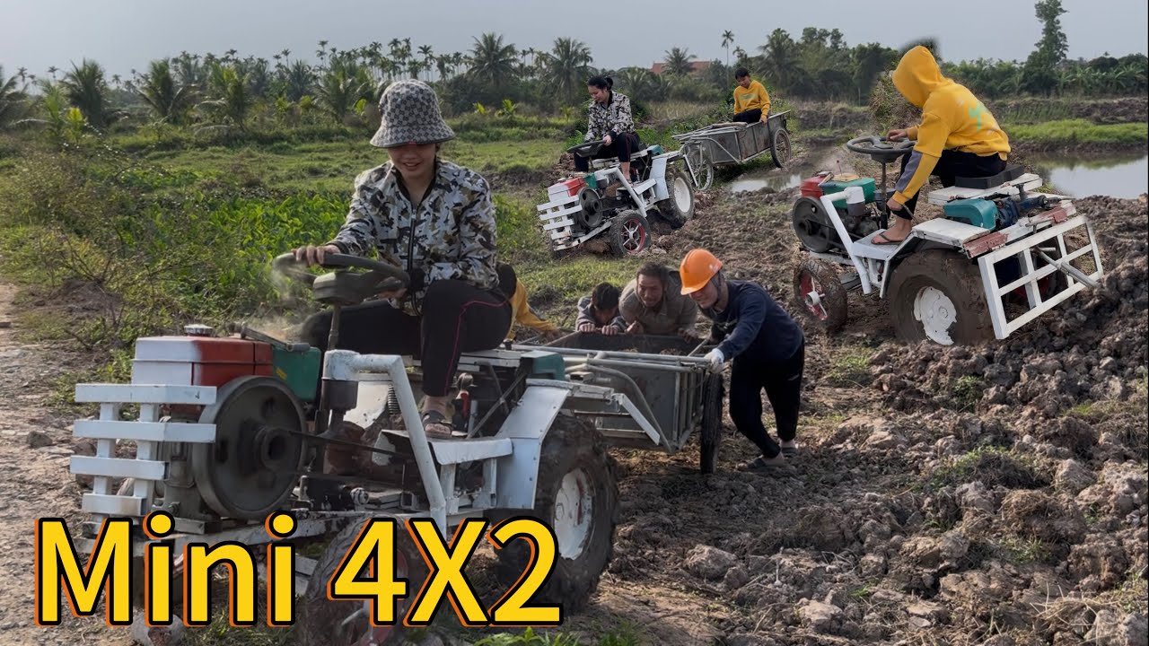 Thử sức kéo xe 4 bánh tự chế máy 6hp 