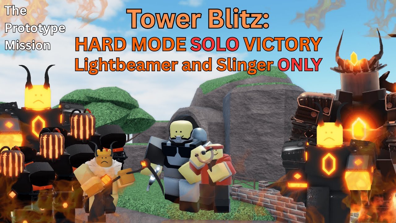 Slinger and Lightbeamer Only Hard Mode SOLO Victory! (Guide) | Tower Blitz (Roblox)
