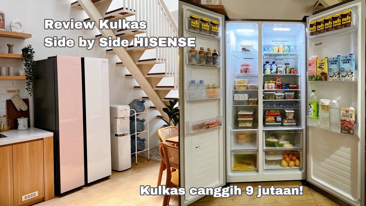 KULKAS HISENSE 9Jutaan | KULKAS SIDE BY SIDE HISENSE PURE SHINE SERI RS688N4IWPU