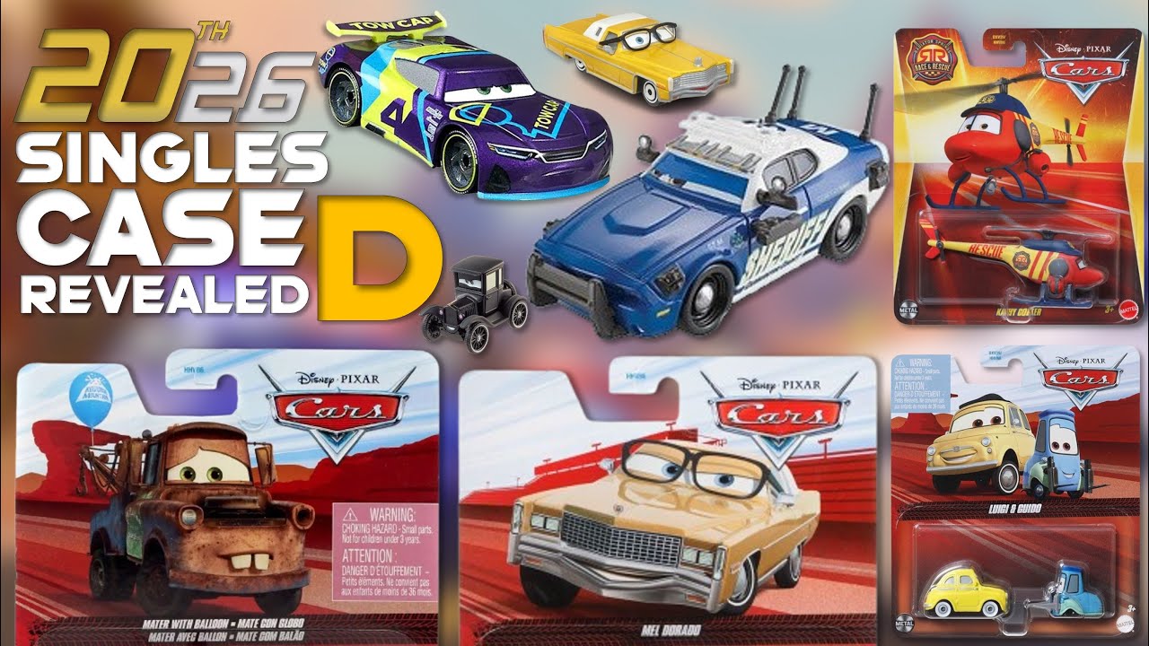 Mattel Disney Cars 2026 Singles Case D COMPLETE Содержимое - J.D. McPillar Mike 07 Police Mel Dorado